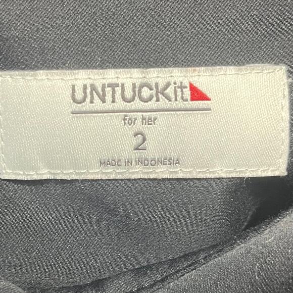 Untuckit Angelina Shirt Dress Womens 2 MIDI Black Cotton Stretch Business Travel - Picture 5 of 8